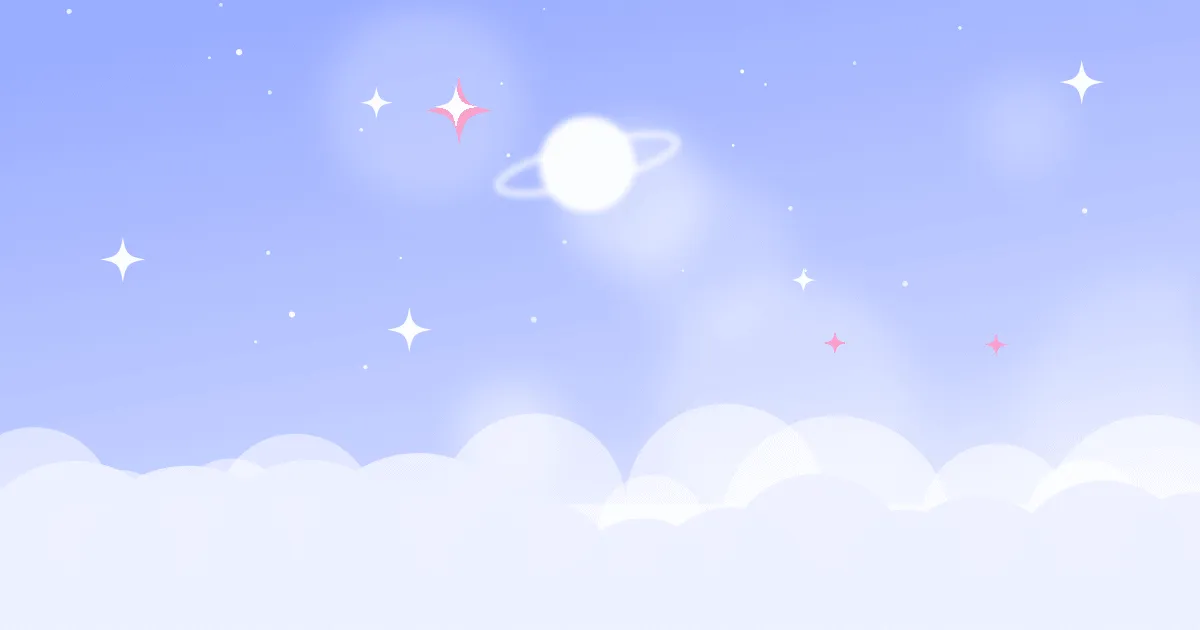 客户端知识栏目封面插画：粉彩渐变的天空、云朵、星星与星球