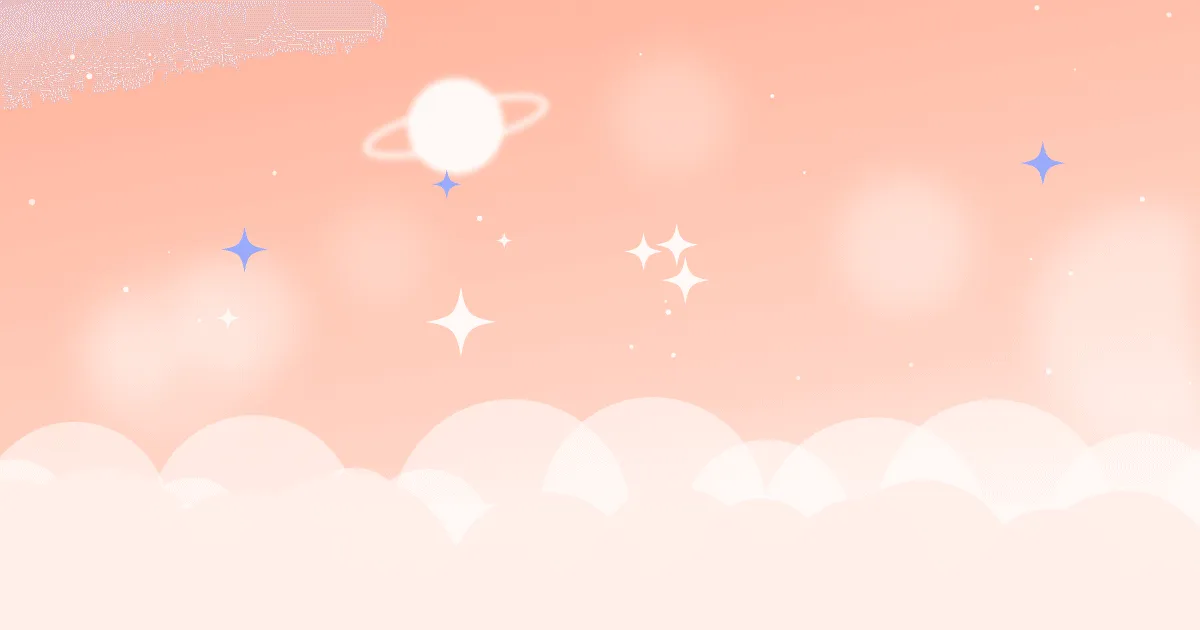 讨论区栏目封面插画：粉彩渐变的天空、云朵、星星与星球
