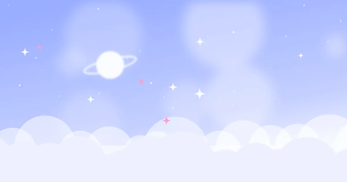客户端知识栏目封面插画：粉彩渐变的天空、云朵、星星与星球