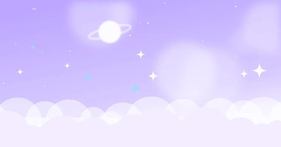 网络知识栏目封面插画：粉彩渐变的天空、云朵、星星与星球