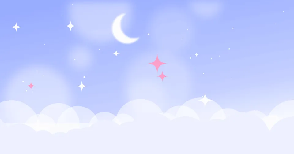 客户端知识栏目封面插画:粉彩渐变的天空、云朵、星星与星球
